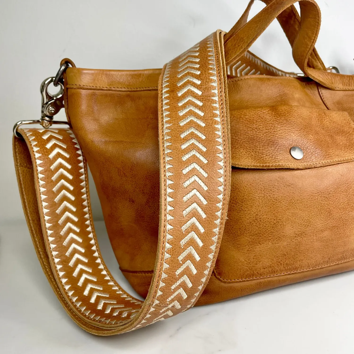 Latico Archer Wide Leather Woven Shoulder Strap