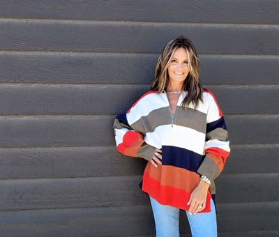 Free People Coastal Stripe Pullover Set Sail Combo