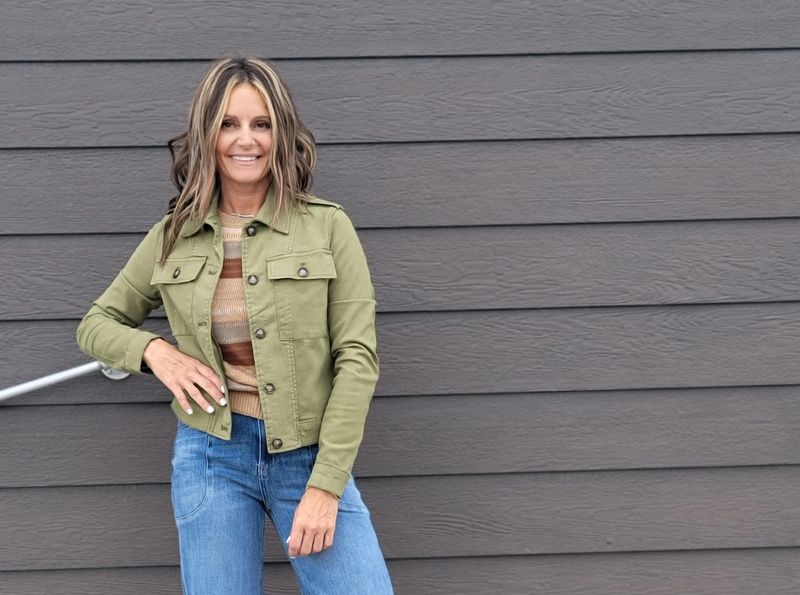 Kut Rosalyn Trucker Jacket Olive