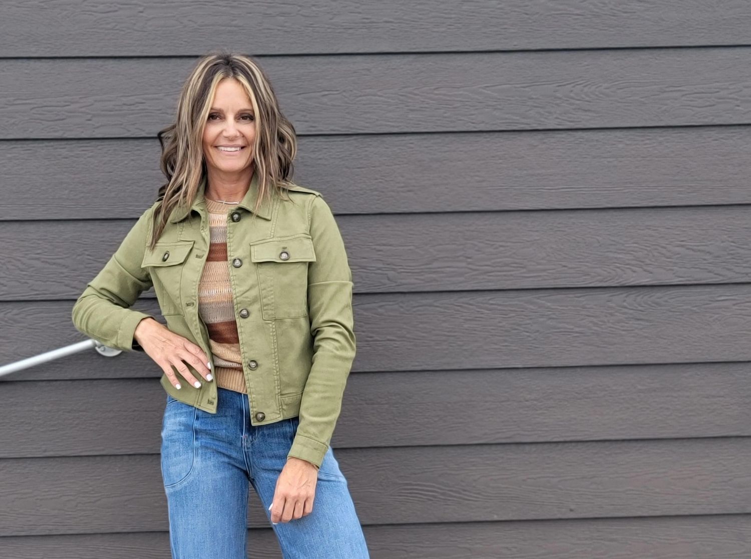 Kut Rosalyn Trucker Jacket Olive