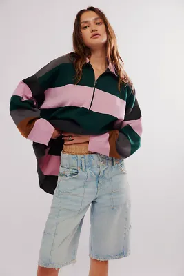 Free People Coastal Stripe Pullover Pine Grove Combo