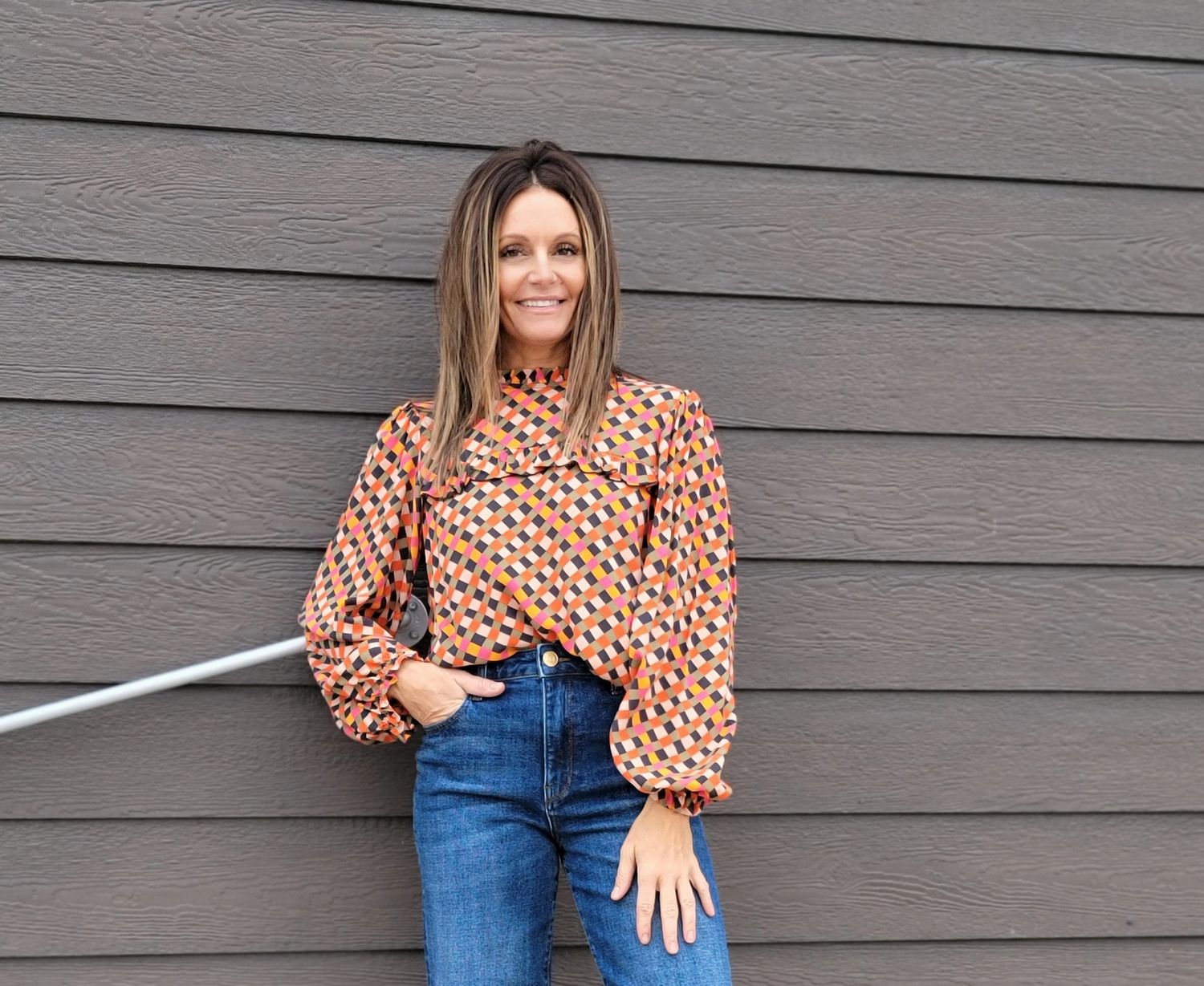 Ivy Jane Ruffled Trim Top Orange Multi