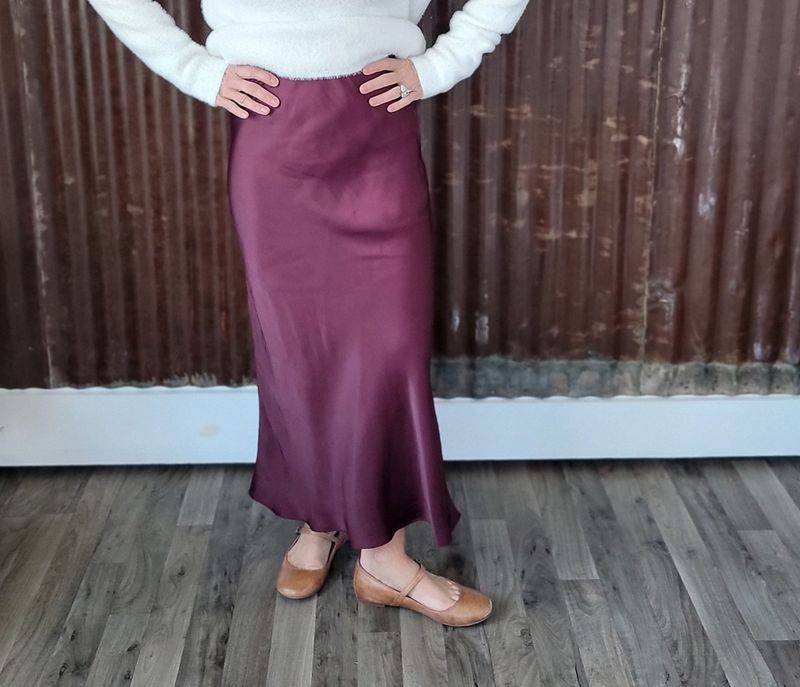 Z Supply Europa Poly Sheen Skirt Berry Wine