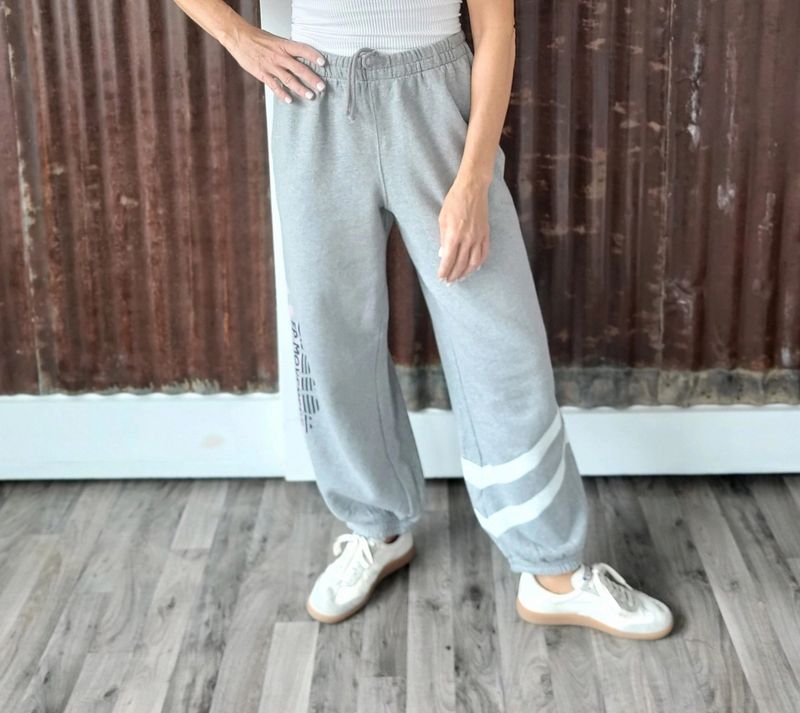 Free People All Star Pant Logo Heather Grey/white Combo