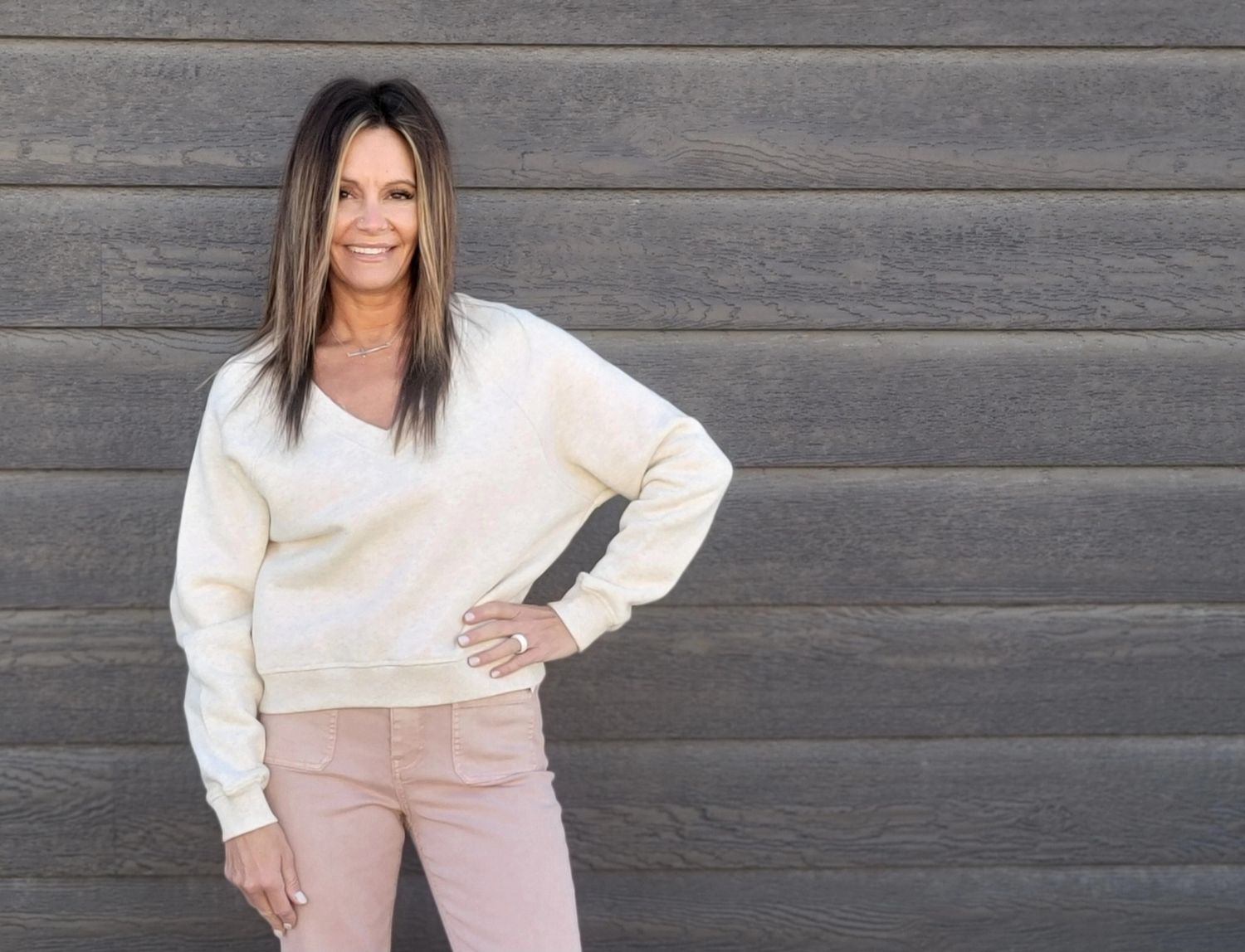 Z Supply Avenue V Neck Sweatshirt Oatmeal