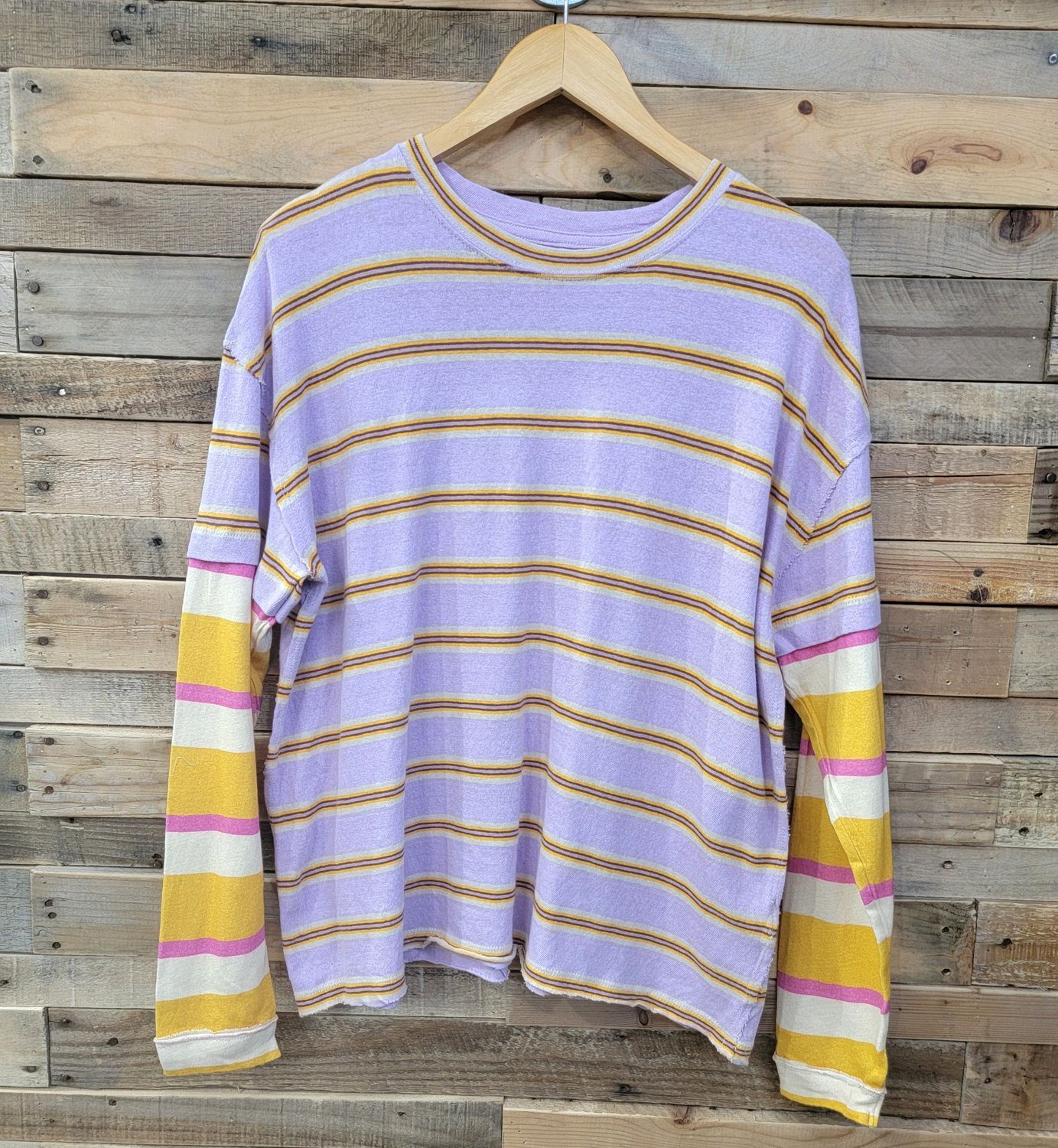 Free People Nina Stripe Long Sleeve Lilac