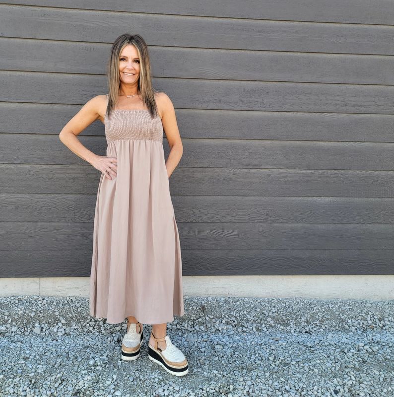 Z Supply Beachside Midi Dress Iced Coffee