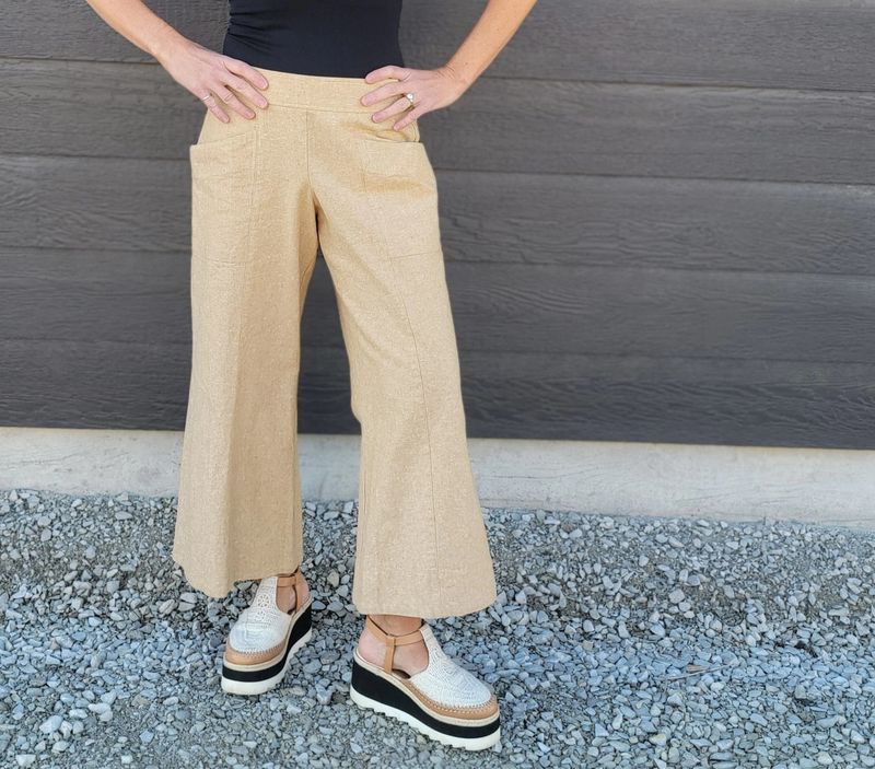 Ivy Jane Linen Slouch Pocket Pant- Camel
