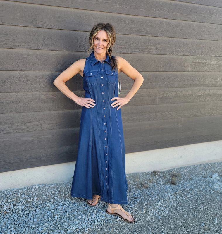 Liverpool Sleeveless Button Down Maxi Dress
