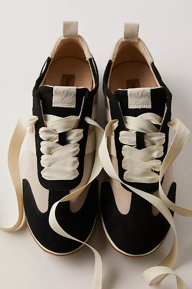 Free People Aces Tennis Shoe Black/ oyster Combo