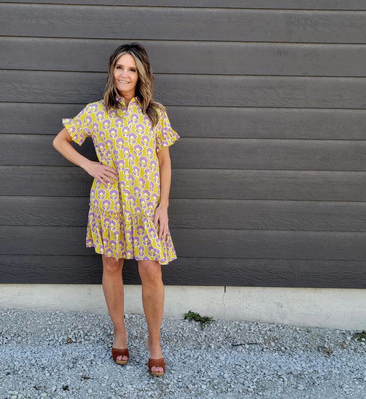 Ivy Jane Shift Into Ruffles Dress Lime