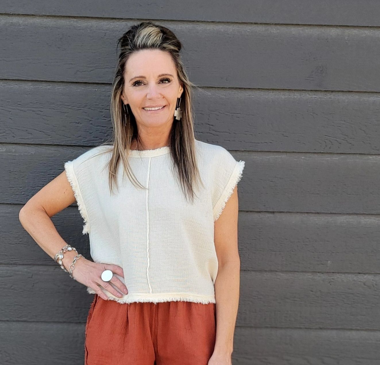 Elan Cap Sleeve Crop Natural