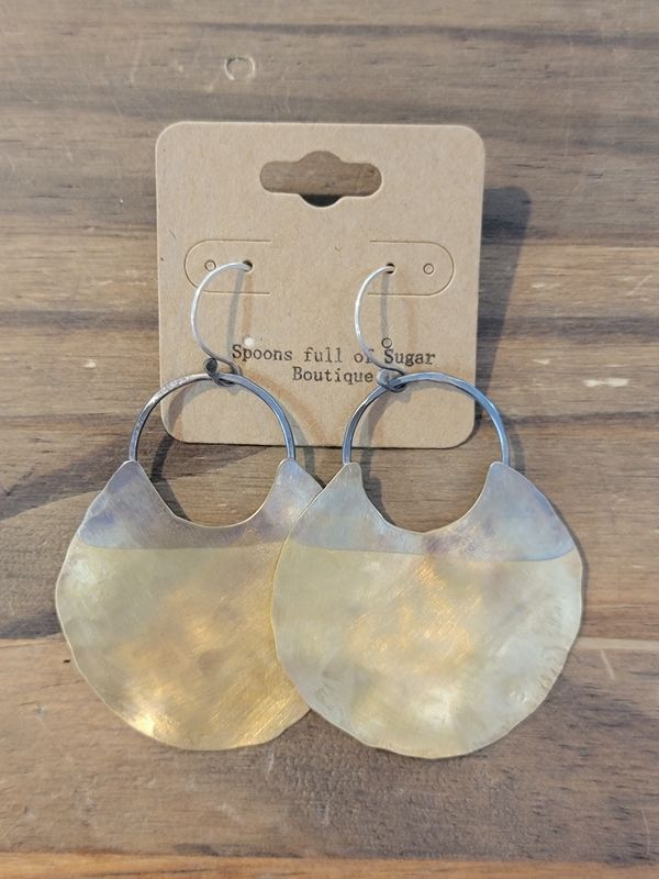Union Studio Shield Ear Round Brass Earring