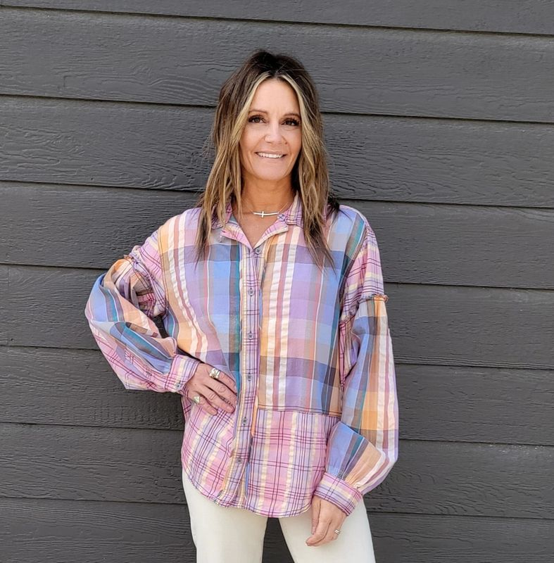 Free People Madras Dreams Top/ Pink Combo