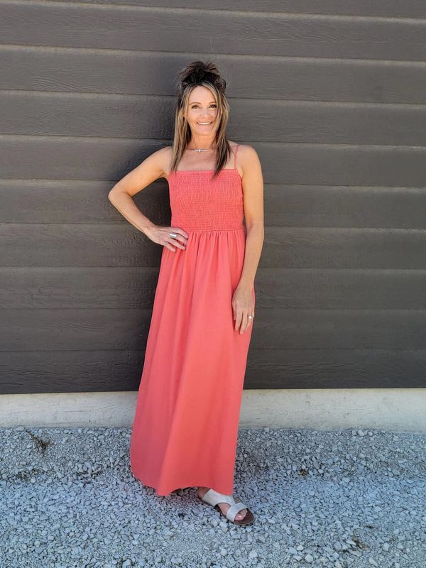Z Supply Bayside Linen Maxi Dress Persimmon