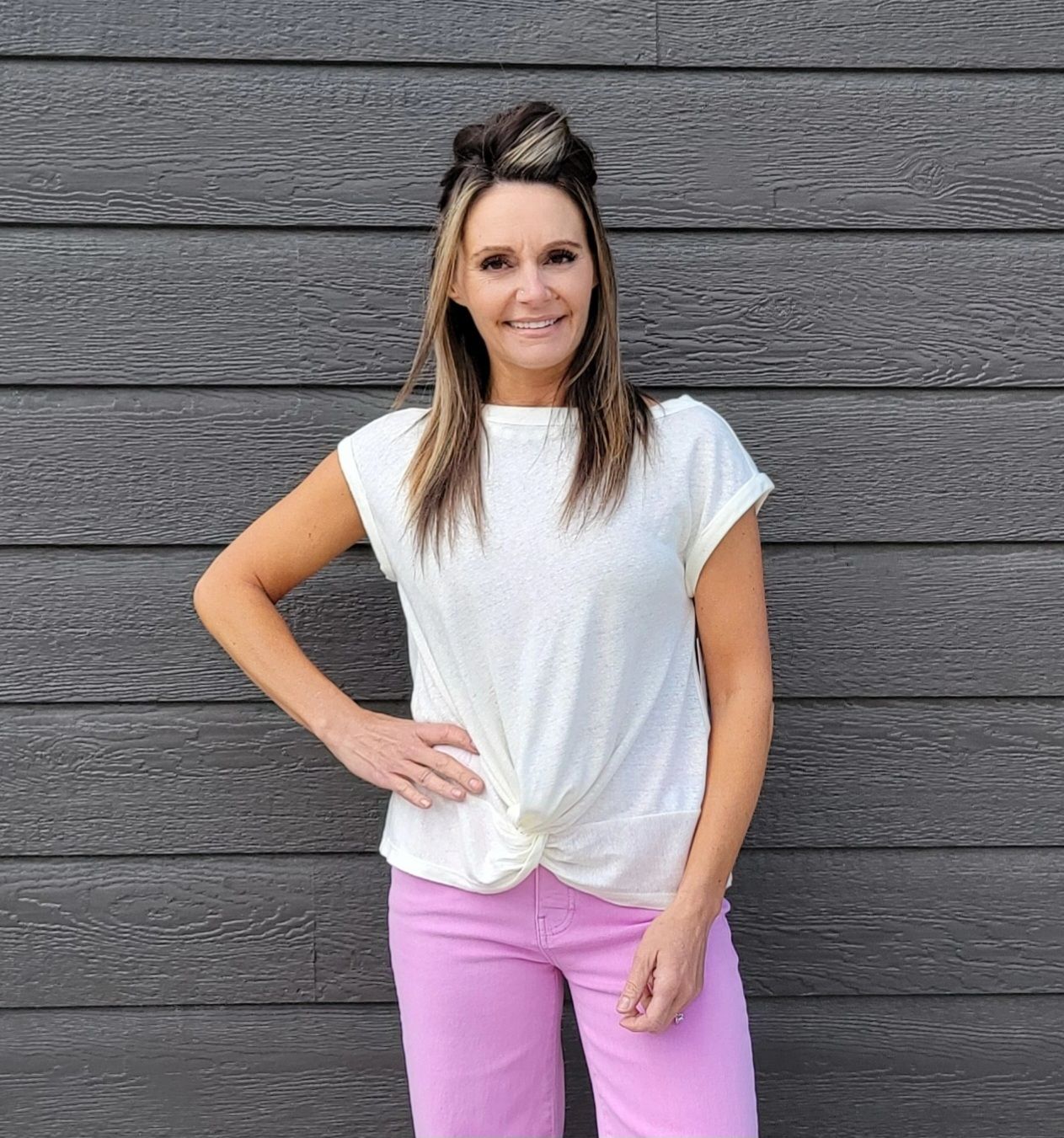 Liverpool Short Sleeve Boat Neck With Knot Whipped Cream