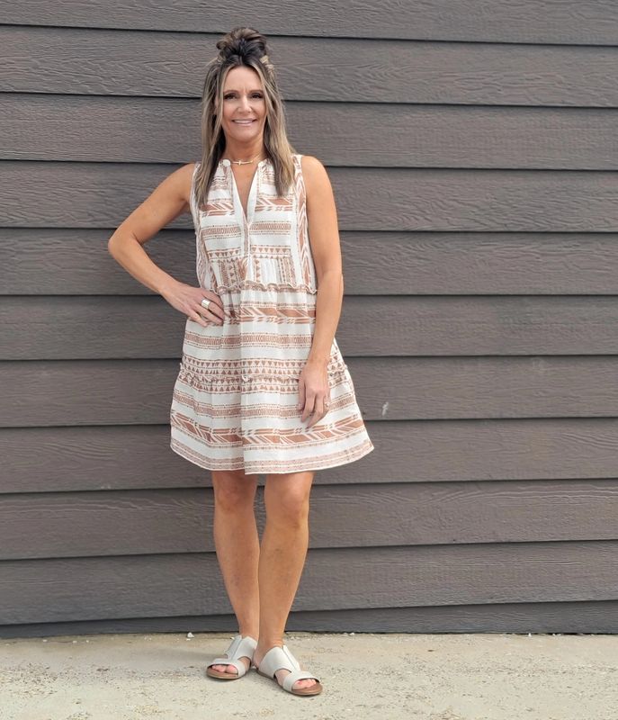 Elan Beige Two Tone Dress