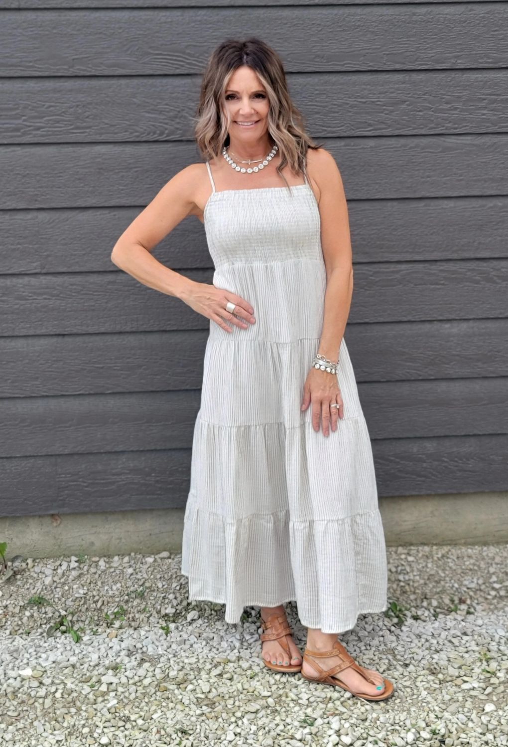 Z Supply Balos Striped Maxi Dress Natural