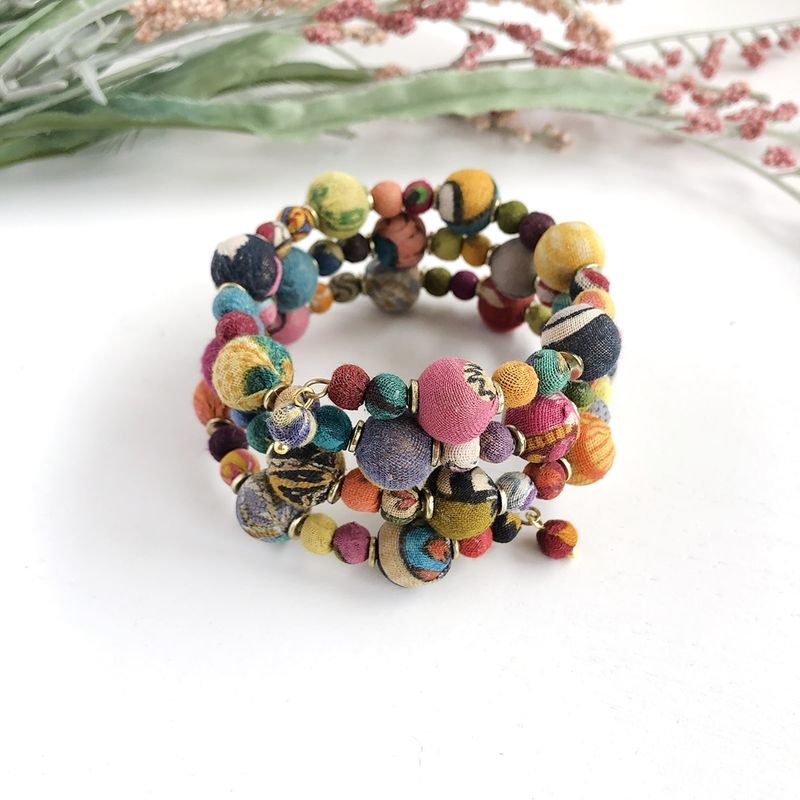 Winding Kantha Bauble Bracelet