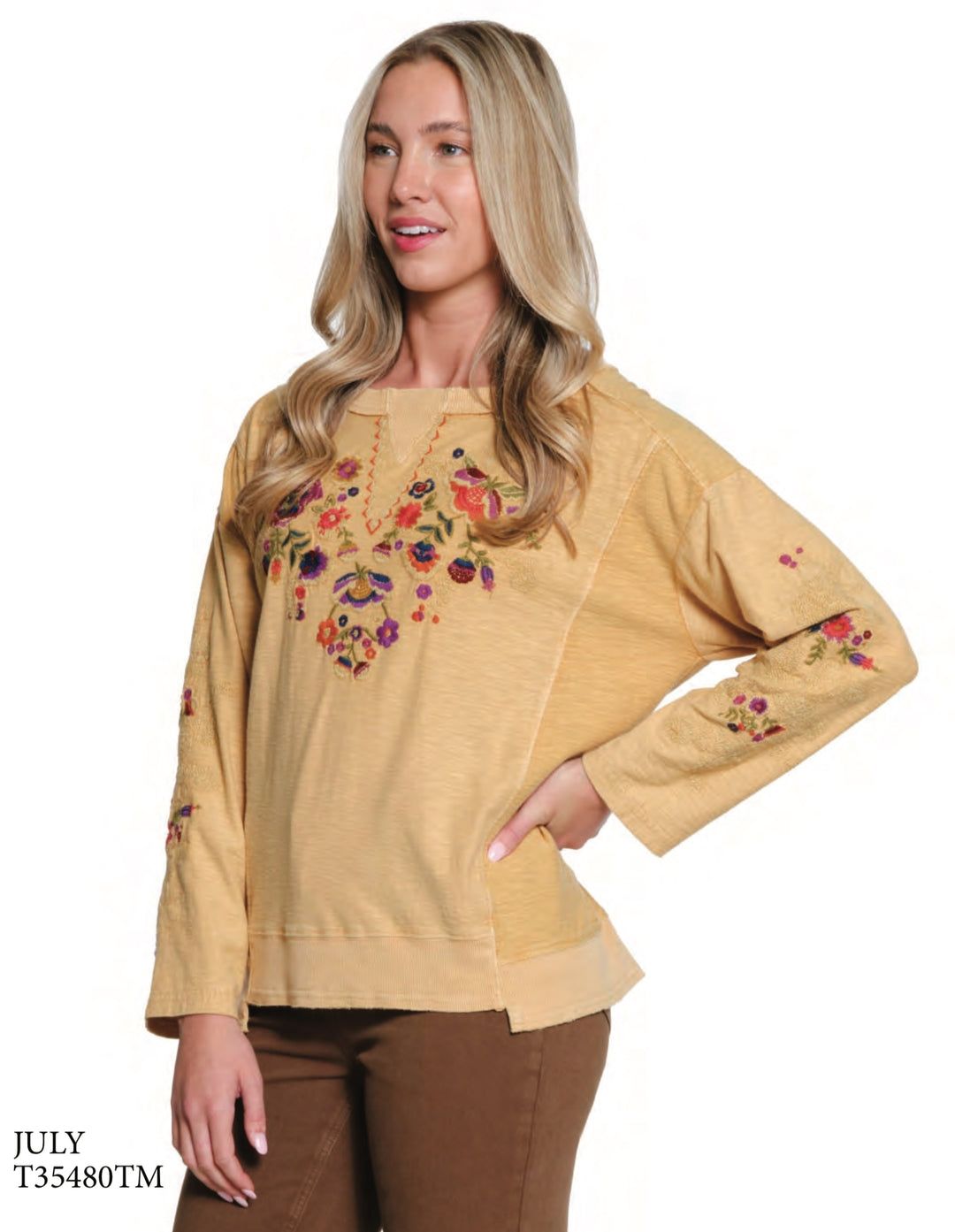 Tru Luxe Gold Sweatshirt W/ Embroidery