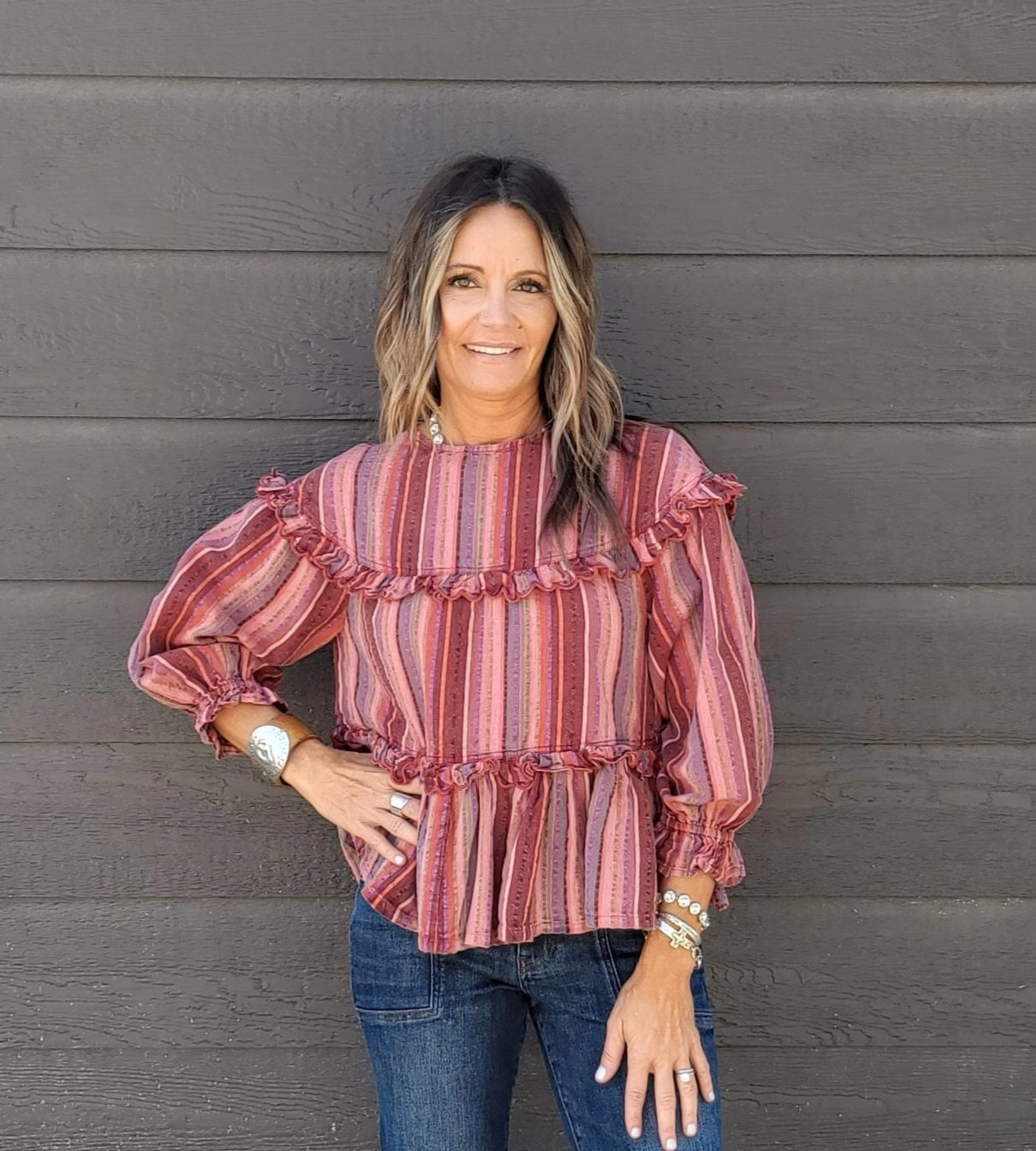 Ivy Jane Multi Stripe Tier Top