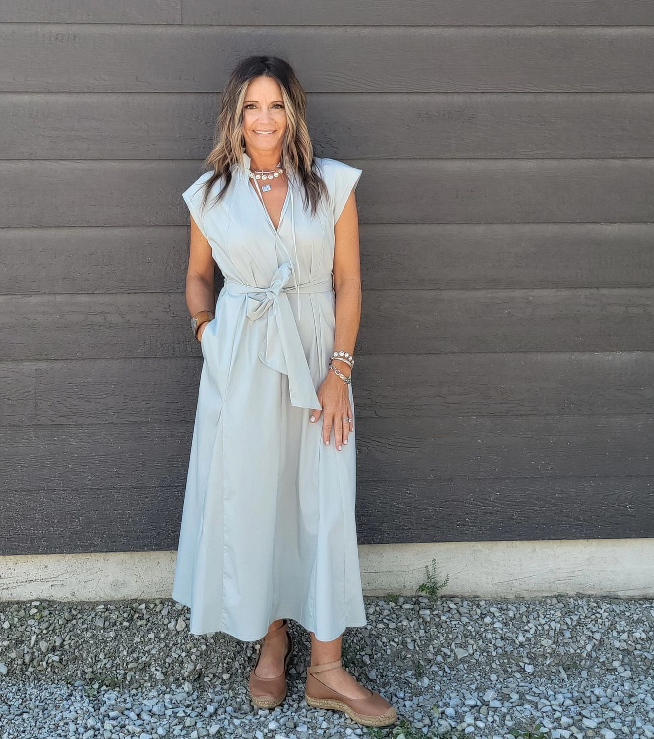 Elan Aqua Maxi Cap Slv Dress