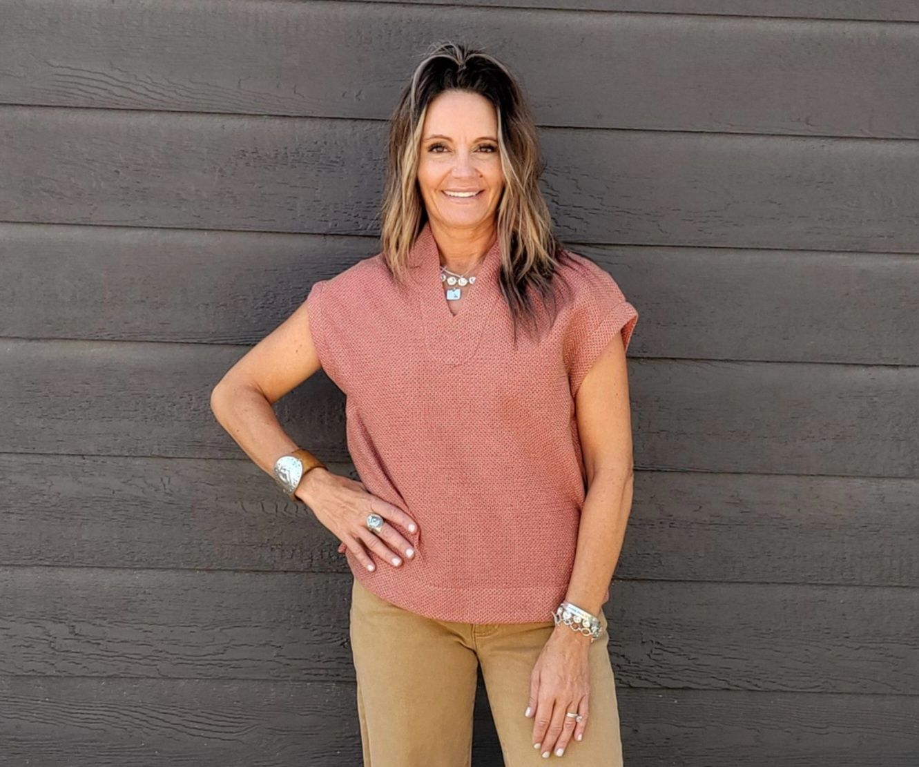 Ivy Jane Stitched Popover Berry Top