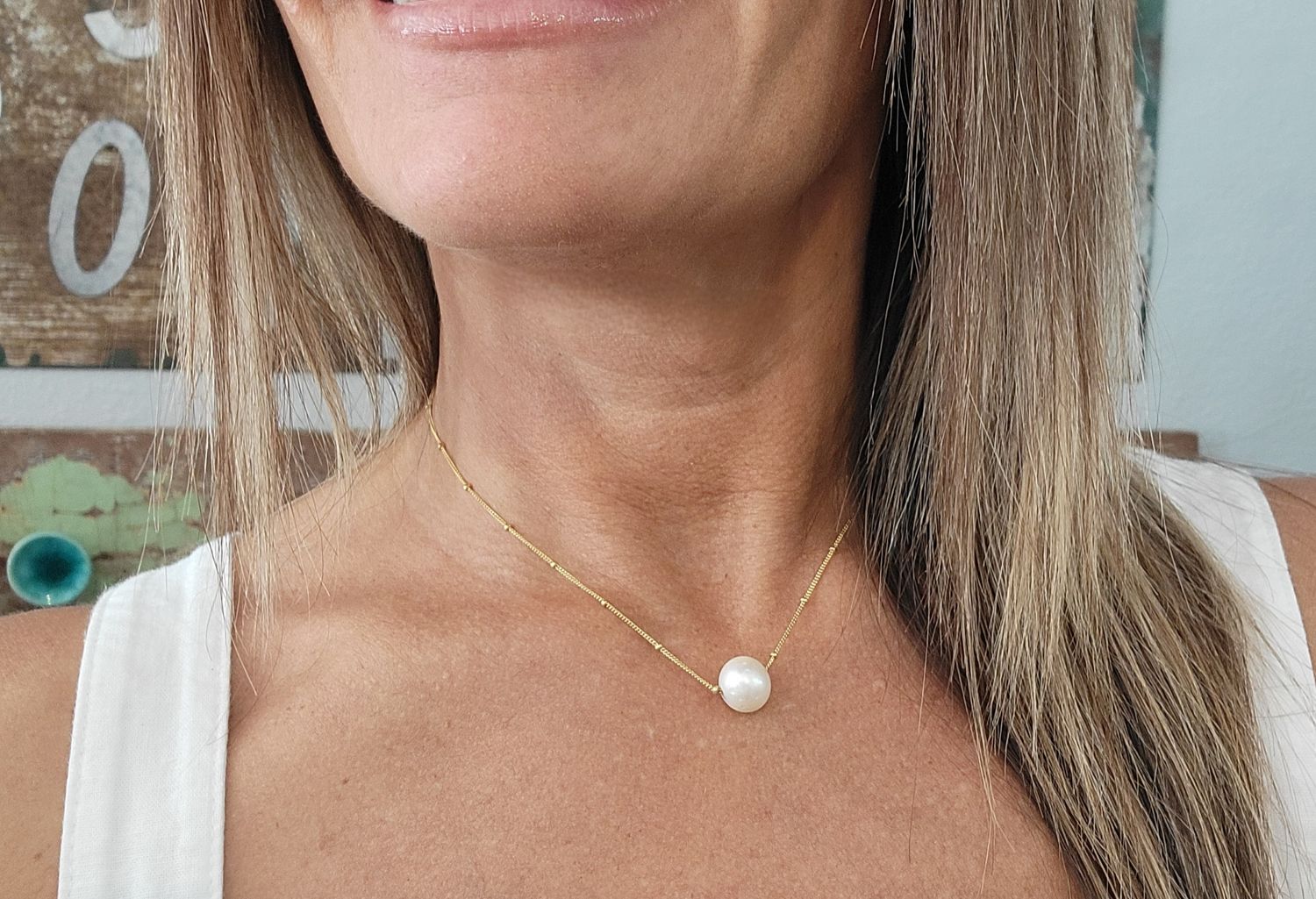 Gold Freshwater Pearl Necklace