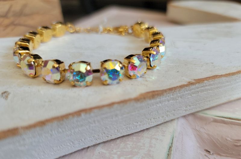 Gold 8mm AB Crystal Bracelet