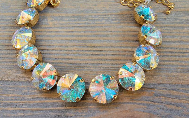 Gold 12mm AB Crystal Bracelet