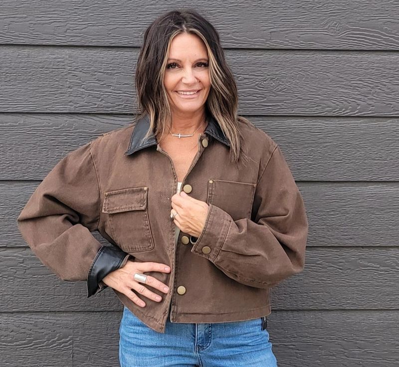 Elan Cocoa Leather Trim Jacket