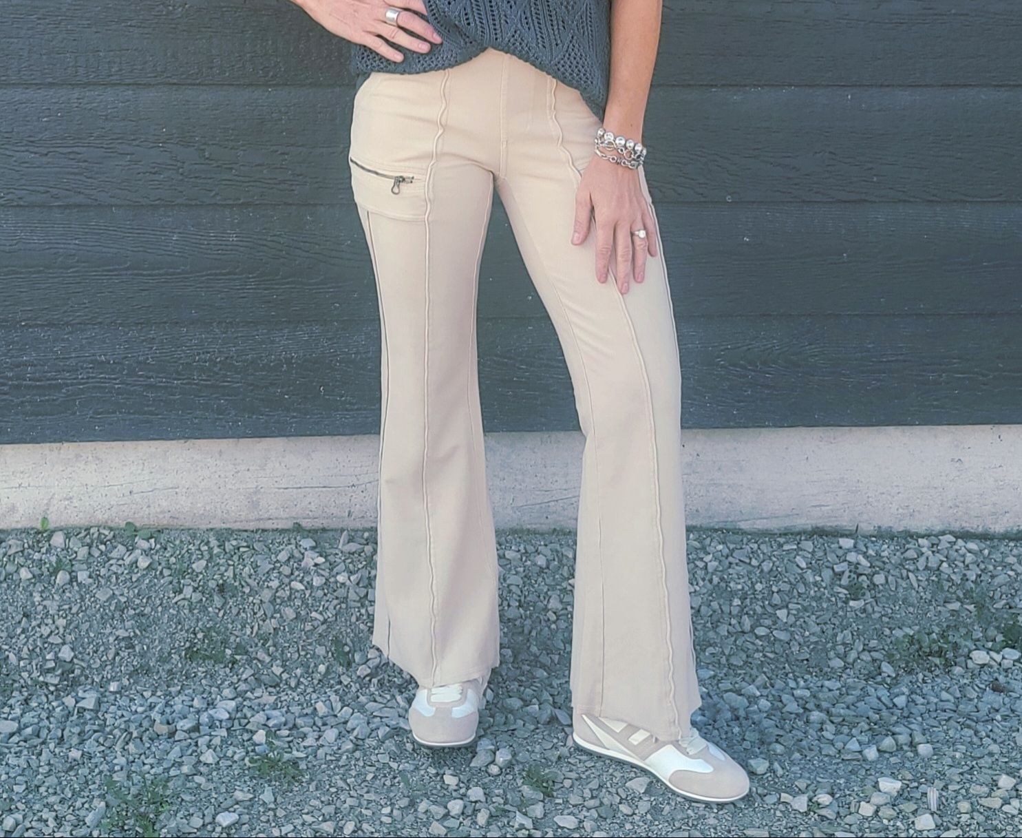 Xcvi Ninian Twill Knit Zipper Pocket Flare Pant Xcvi Ninian Twill Knit Zipper Pocket Flare Pant