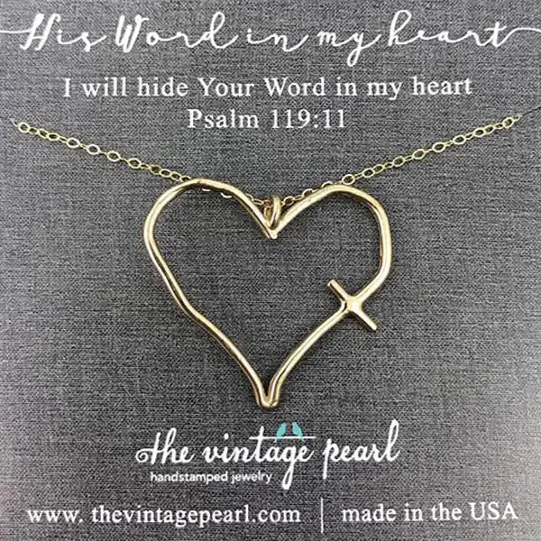 His Word In My Heart Necklace  Bronze