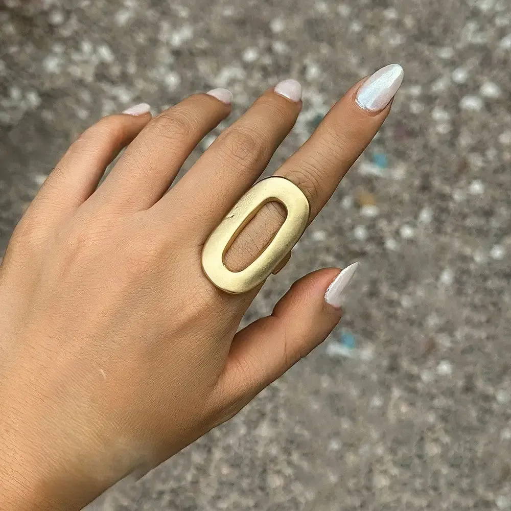 Matte Gold Electroplate Oval Ring