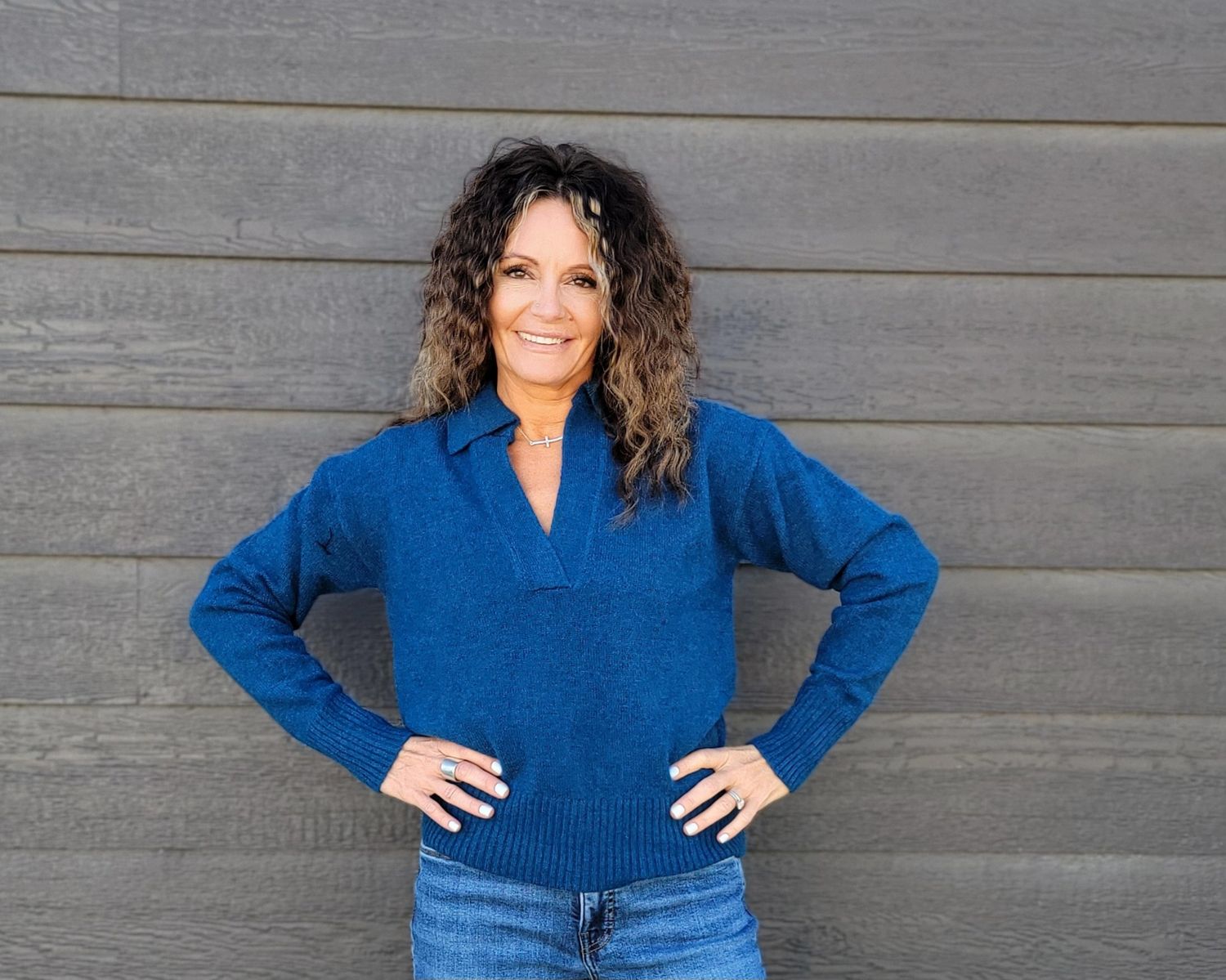 Elan Teal Polo Collar Sweater