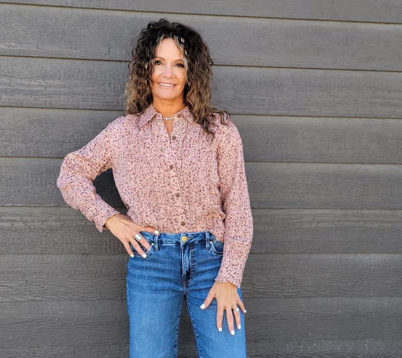 Ivy Jane Tuxedo Pink Gauze Top