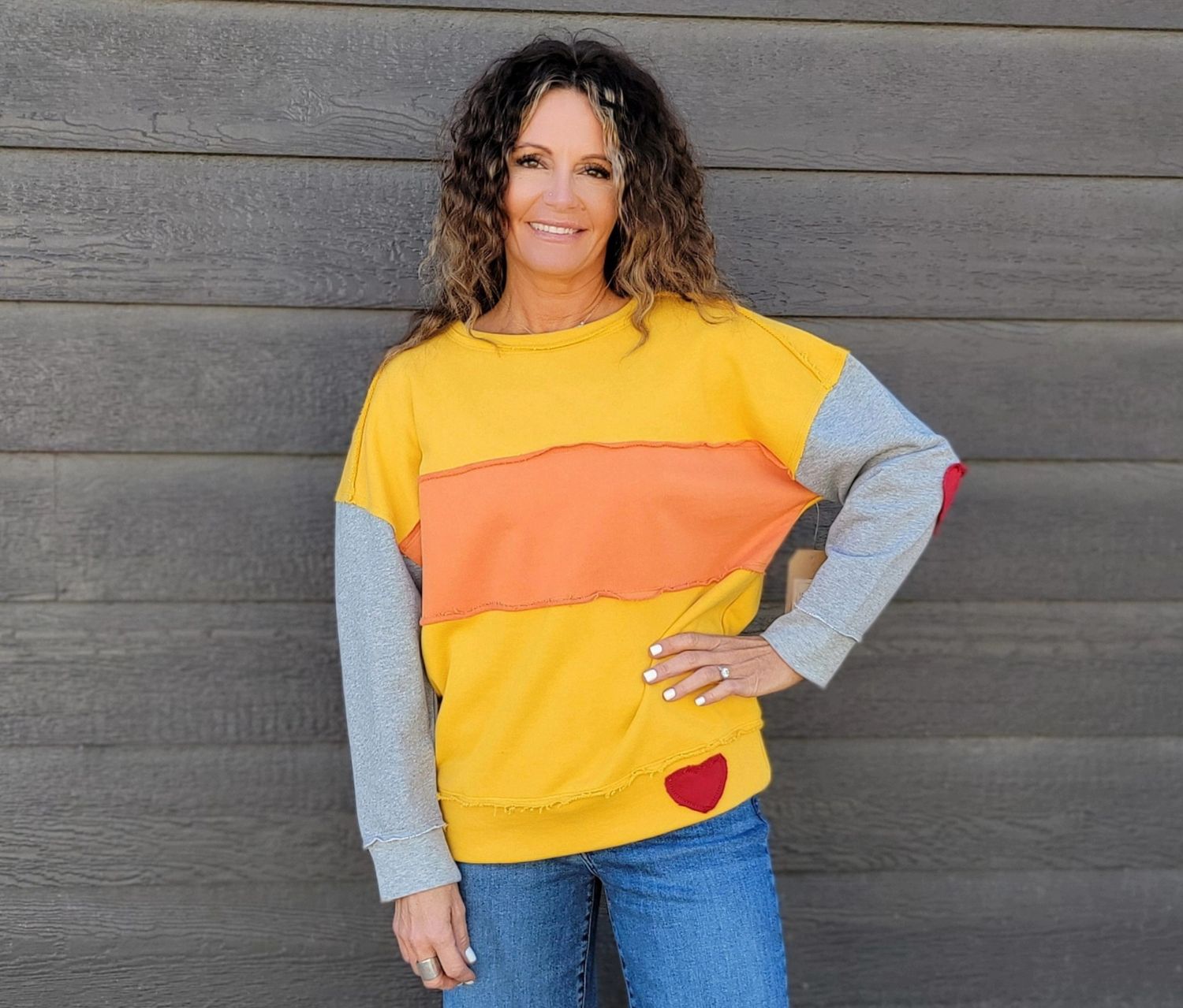Tru Luxe Color Block Sweatshirt Yellows