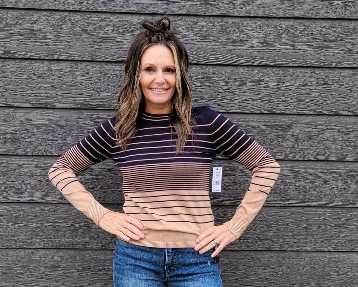 Liverpool Navy Tan Crew Neck Sweater