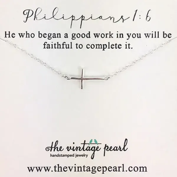 He Who Is Faithful To Complete It Sterling  Silver Cross
