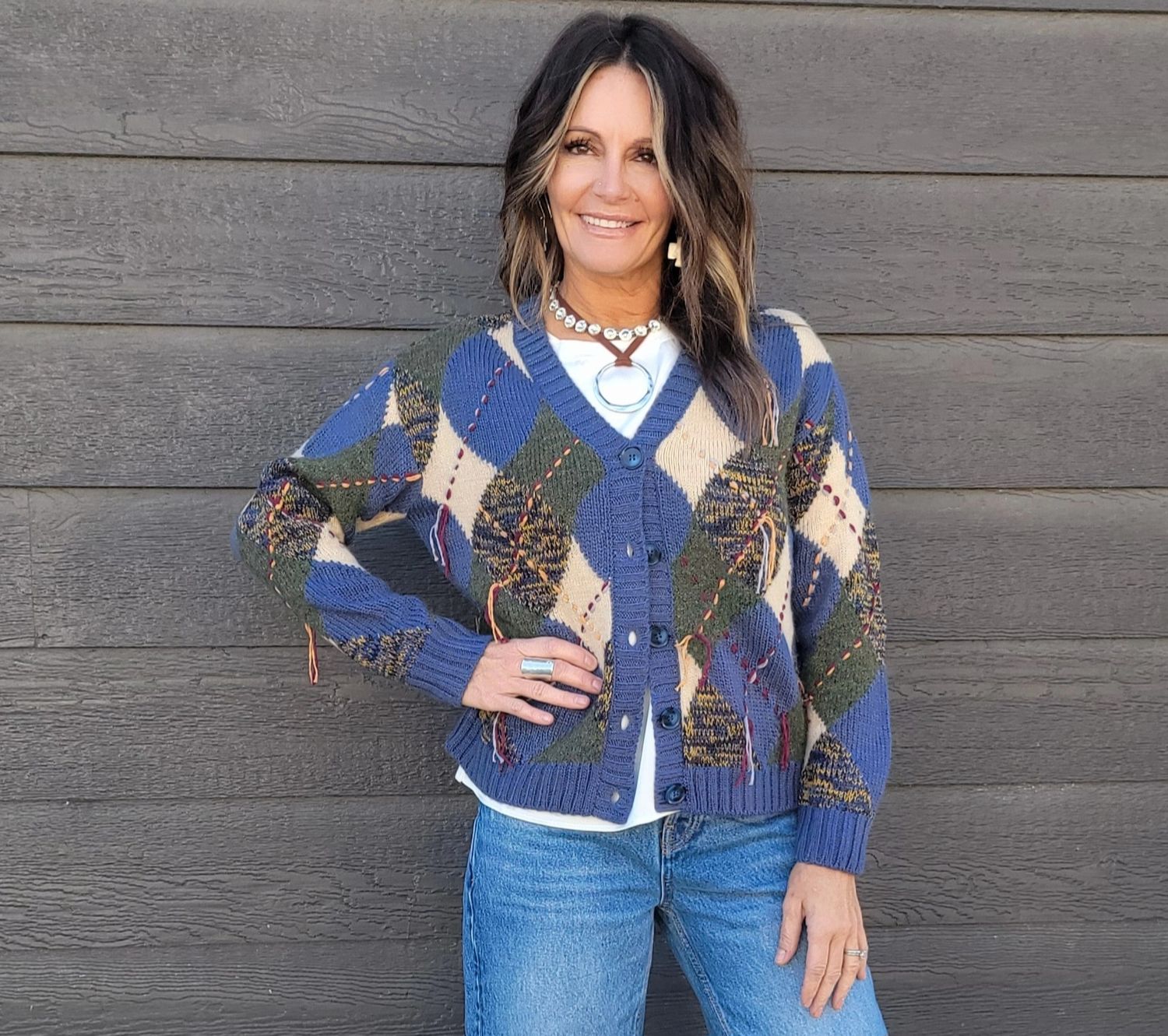 Tru Luxe Blue Pattern Cardigan Tru Luxe Blue Pattern Cardigan