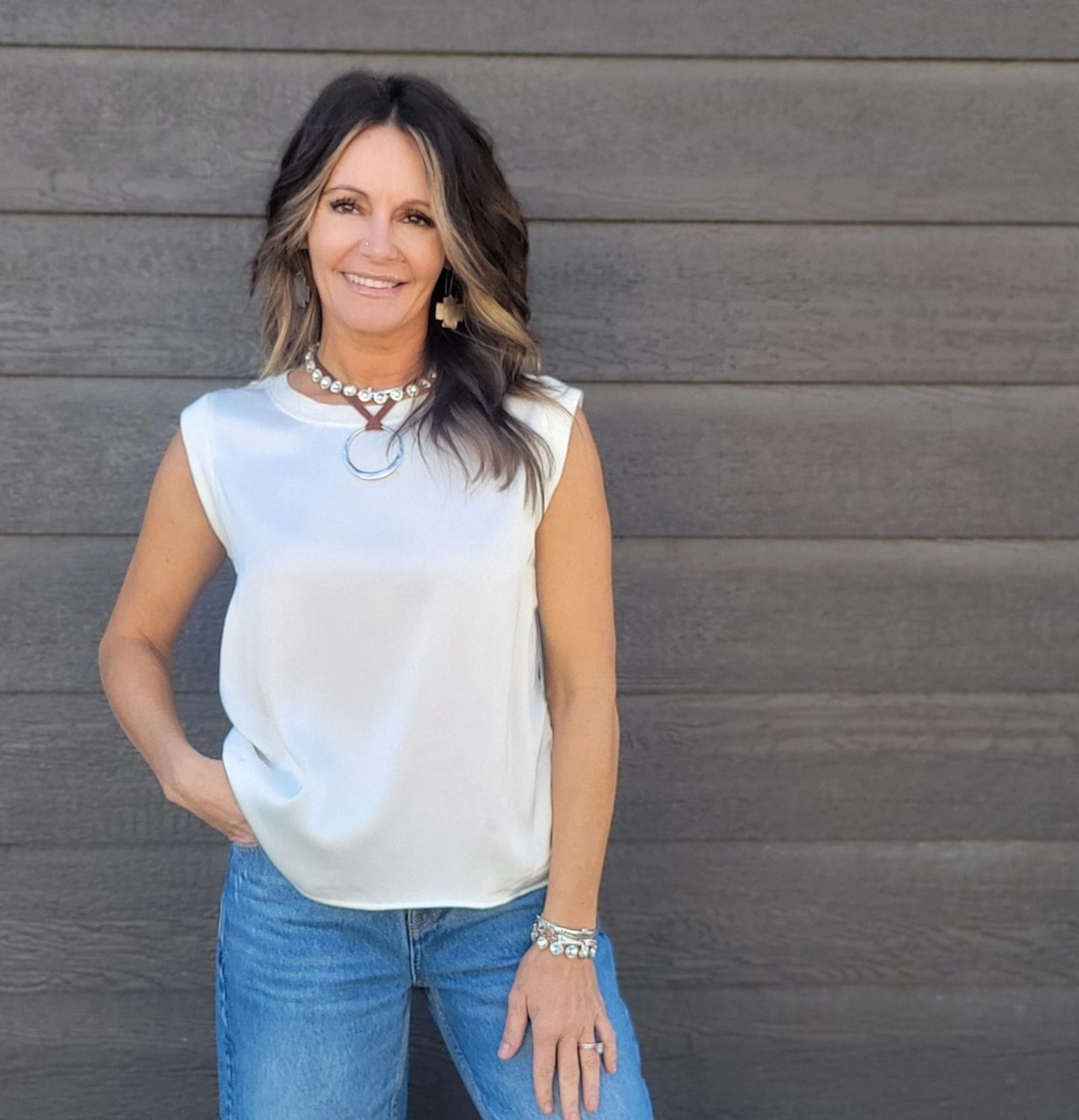 Liverpool Whipped Cream Slvless Top Liverpool Whipped Cream Slvless Top