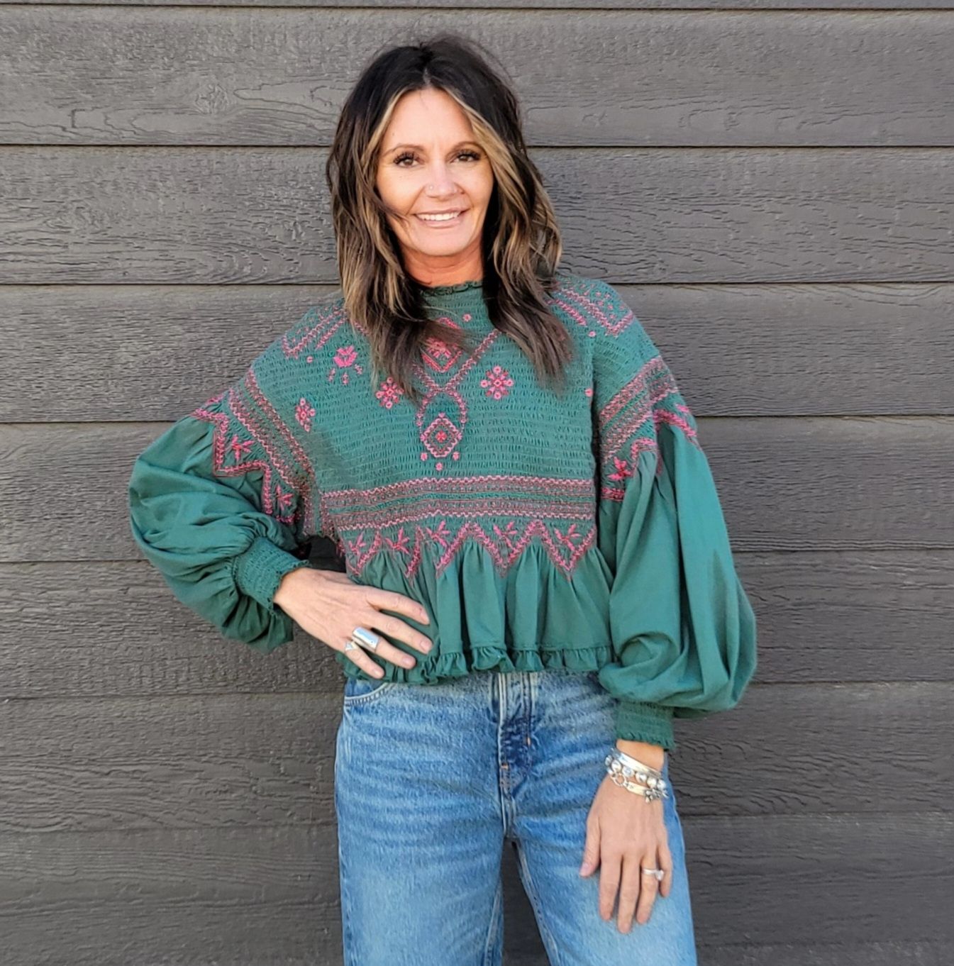 Free People Holly Knit Top Green Combo Free People Holly Knit Top Green Combo