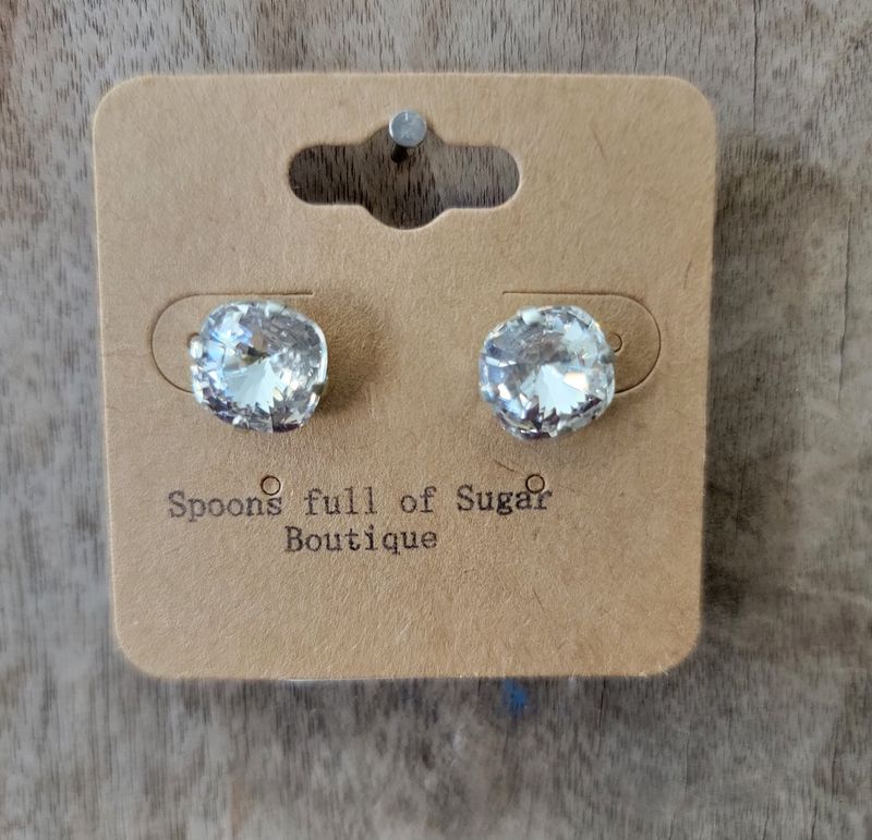 Silver 12mm Crystal Stud Earrings Silver 12mm Crystal Stud Earrings