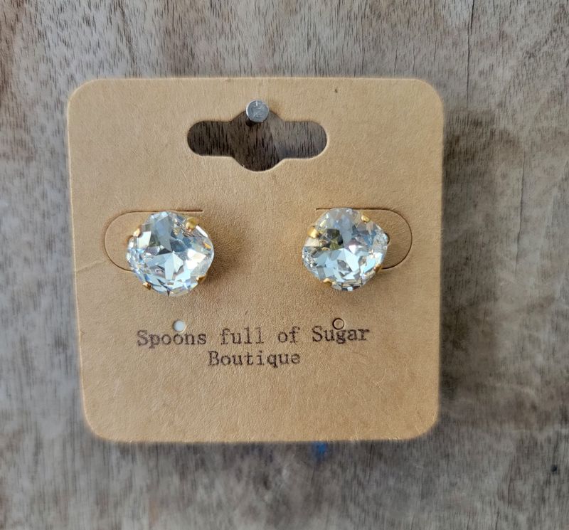 Gold 12mm Crystal Stud Earrings Gold 12mm Crystal Stud Earrings