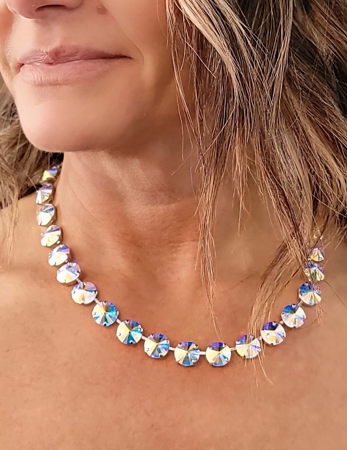 Silver 12mm AB Crystal Necklace Silver 12mm AB Crystal Necklace