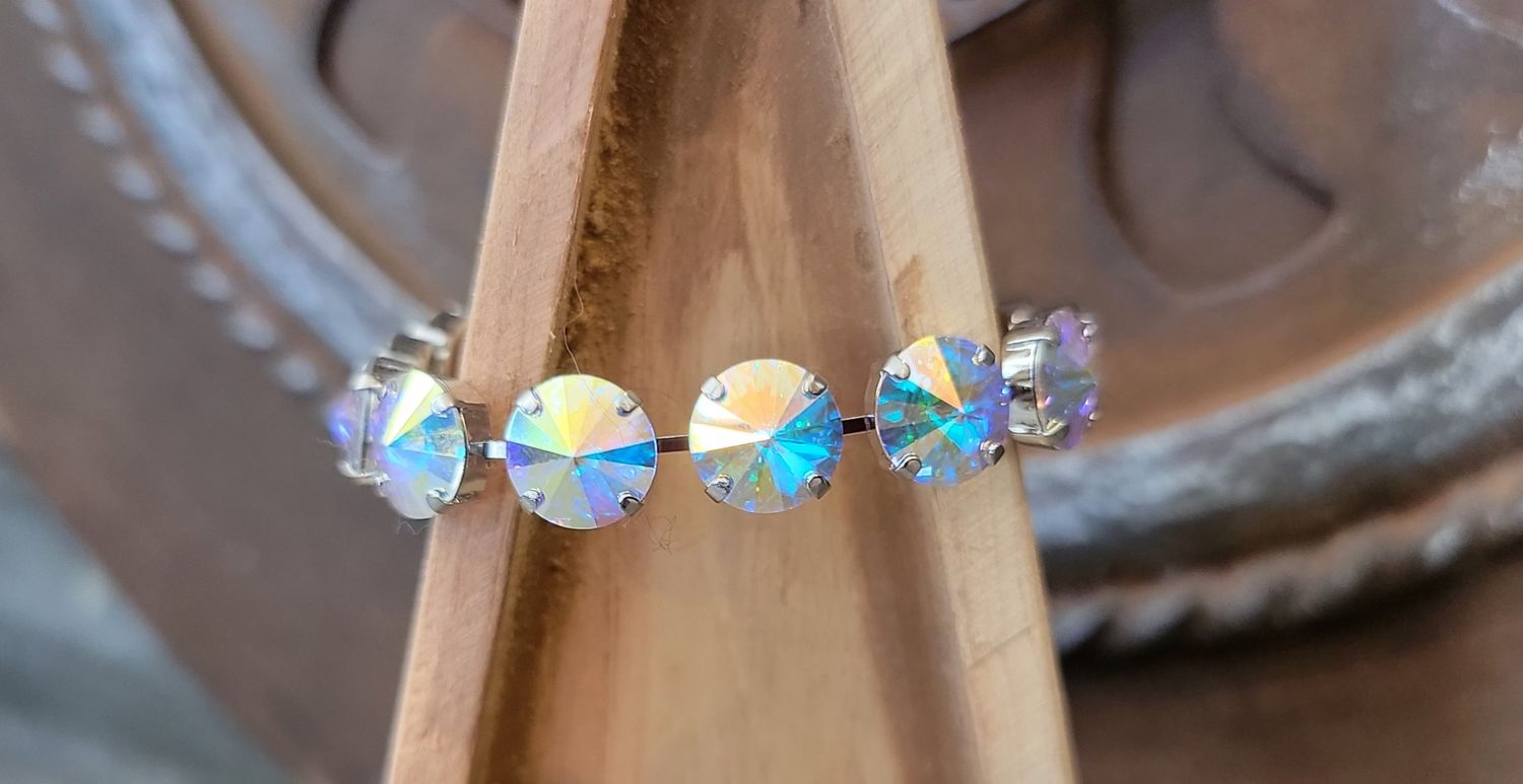 Silver 12mm AB Crystal Bracelet Silver 12mm AB Crystal Bracelet