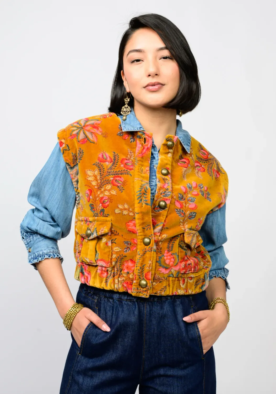 Ivy Jane Velveteen Gold Vest