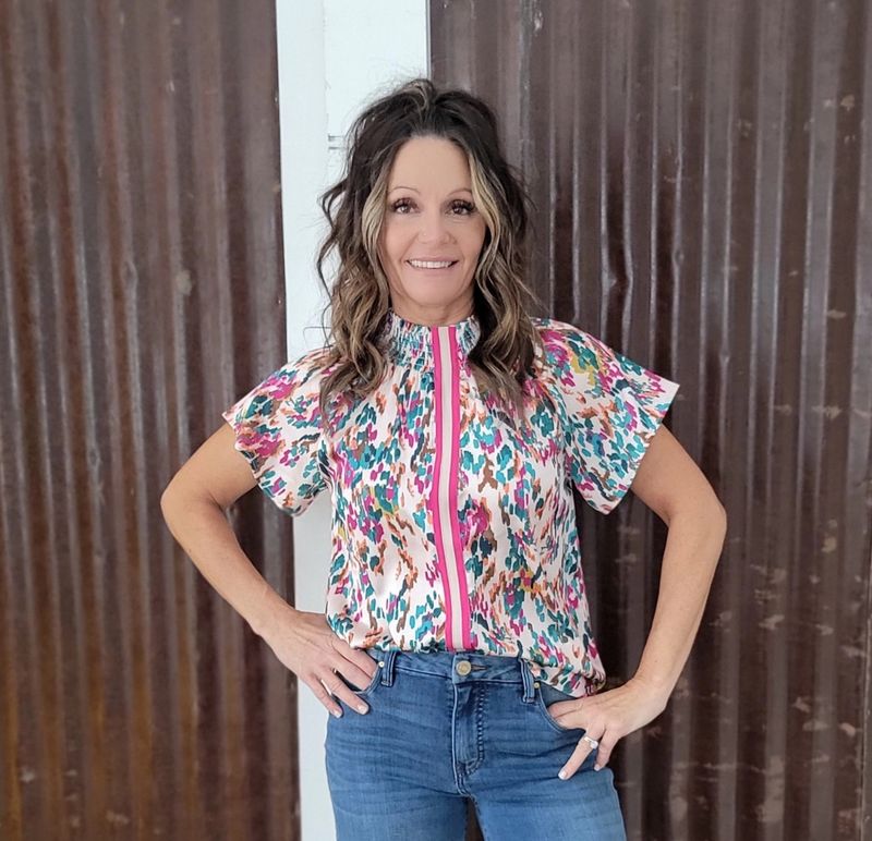 THML Short Sleeve Print Top