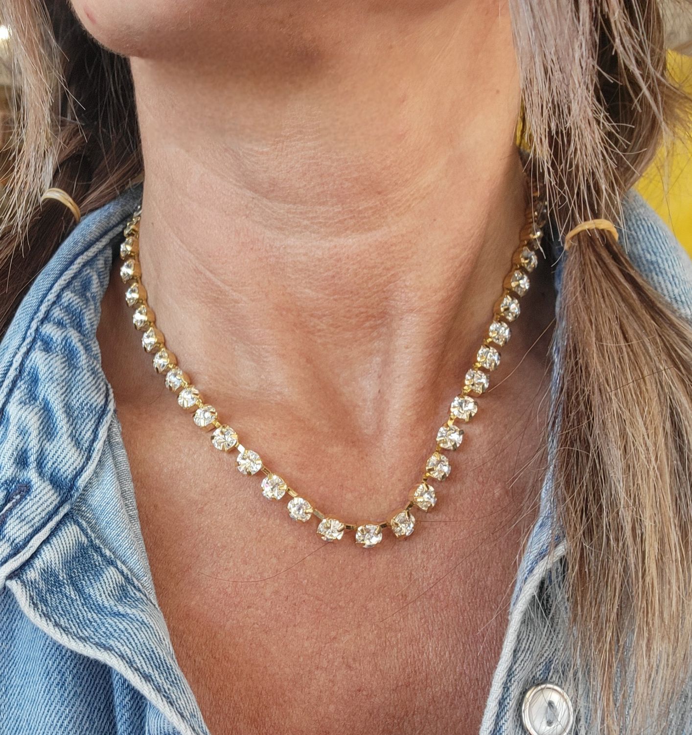 Gold 6mm Crystal Necklace