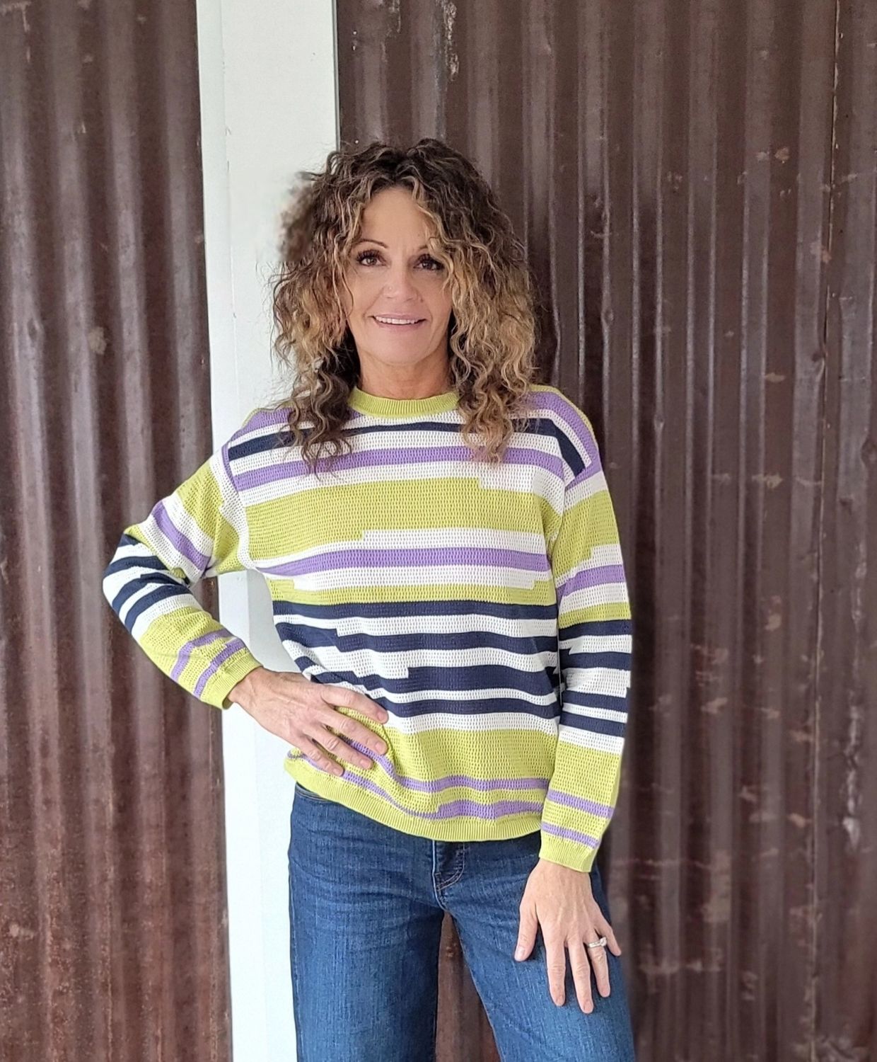 Tru Luxe Pointelle Sweater Multi